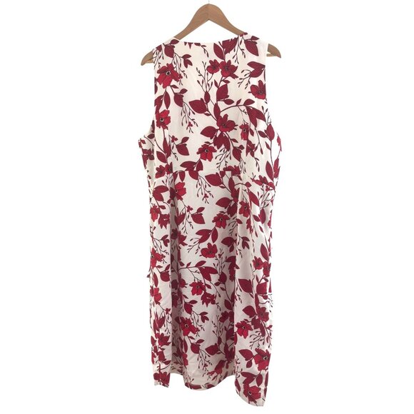 Banana Republic Red White Floral Print Sleeveless Midi Dress Size 20 2X Plus Sz - Picture 3 of 8